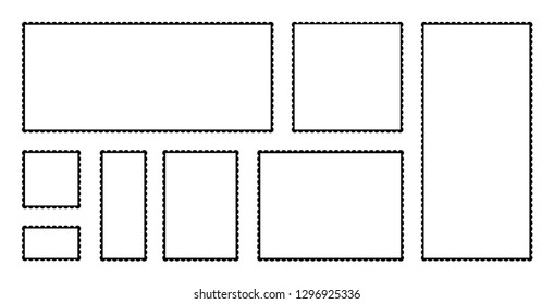Blank Postage Stamps Set. Vector illustration blank postage stamps collection.