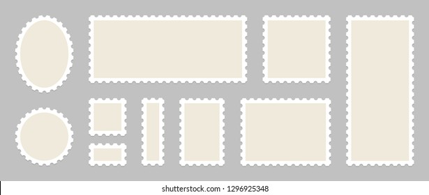 Blank Postage Stamps Set. Vector illustration blank postage stamps collection.