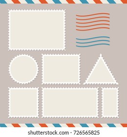 Blank postage stamps set. Vector stock illustration
