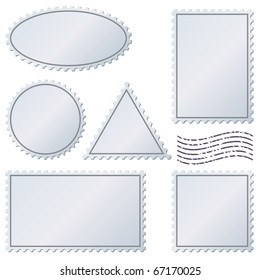 Blank postage stamps vector set isolated on white.