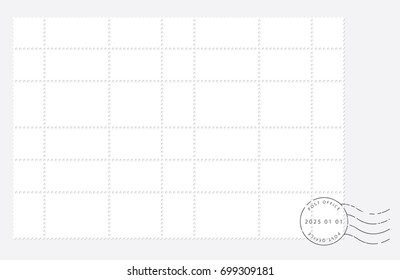 Blank postal stamp collection.illustration vector