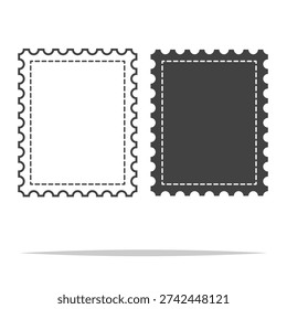 Blank postal stamp outline icon transparent vector isolated