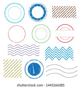 Blank postal stamps and foliage set.illustration vector