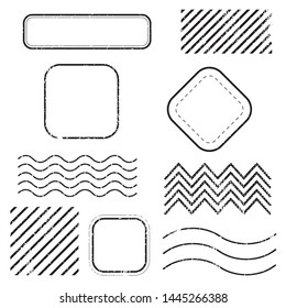 Blank postal stamps and foliage set.illustration vector