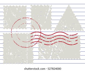Blank postal stamps set.illustration vector