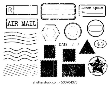 Blank postal stamps set.illustration vector