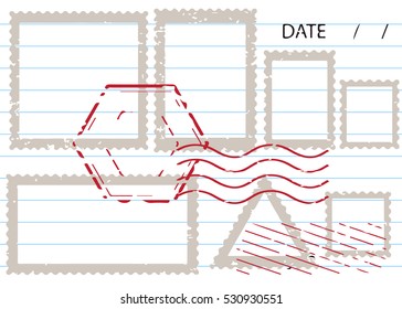 Blank postal stamps set.illustration vector