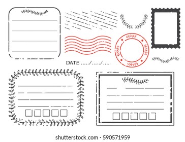 Blank postal stamps set.illustration vector