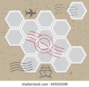 Blank postal stamps set.illustration vector