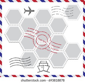 Blank postal stamps set.illustration vector