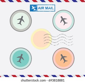Blank postal stamps set.illustration vector