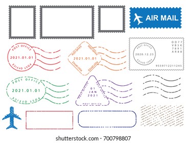 Blank postal stamps set.illustration vector