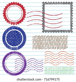 Blank postal stamps set.illustration vector