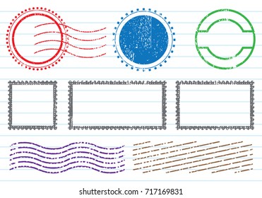 Blank postal stamps set.illustration vector