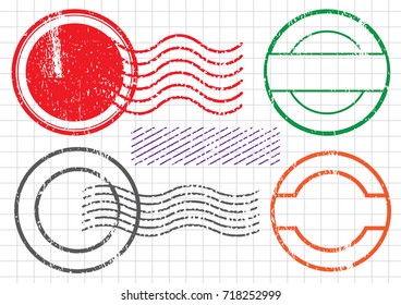 Blank postal stamps set.illustration vector