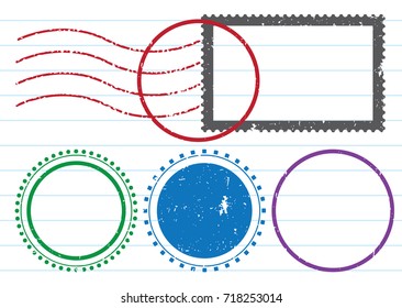 Blank postal stamps set.illustration vector