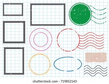Blank postal stamps set.illustration vector