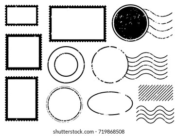 Blank postal stamps set.illustration vector