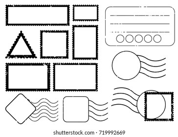 Blank postal stamps set.illustration vector