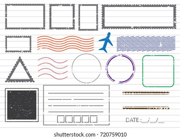 Blank postal stamps set.illustration vector