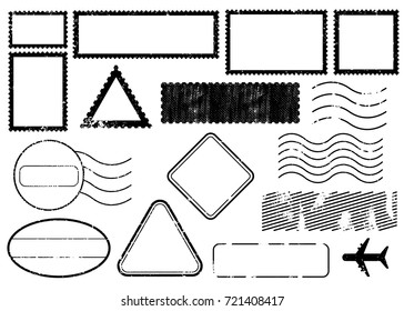 Blank postal stamps set.illustration vector