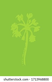 Blank postcard with handdrawn tree silhouette. Tropical palm tree stamp or watermark on vertical card. Earth Day greeting. Summer holiday outdoor banner template. Leafy tree icon. Wild nature wood