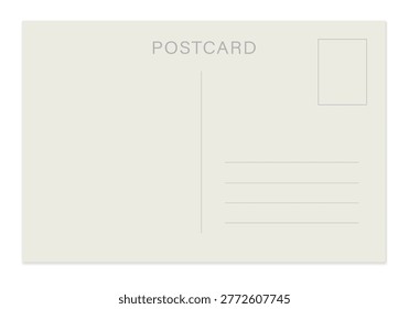 Blank postcard with place for stamp and address. Mockup realistic postcard. Vintage travel card template.