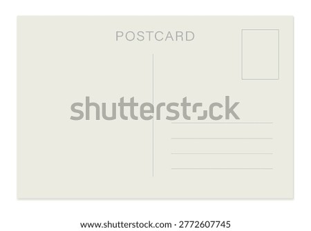 Blank postcard with place for stamp and address. Mockup realistic postcard. Vintage travel card template.