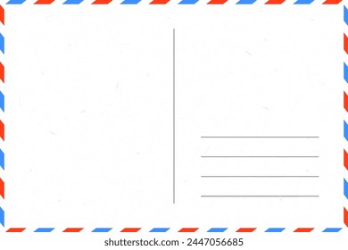 blank postcard template with place for stamp. white paper texture