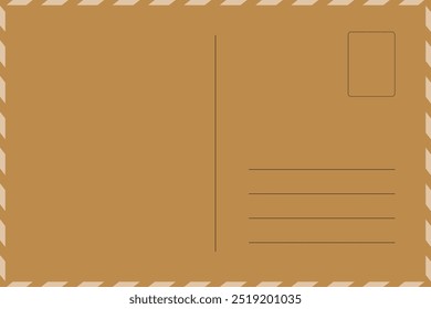blank postcard template with place for stamp. craft paper airmail texture