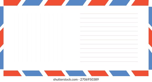 Plantilla de postal en blanco con titulares de sello blanco, rojo y azul. Textura de papel. moderno eps 10.
