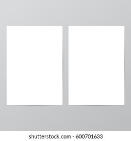Blank poster, a4 white paper banner sheets with shadow effects. Vector templates for presentation, business design and retail