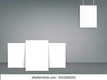 Blank poster bi fold brochure mockup cover template.