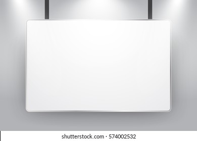 Blank poster on a wall with light and shadow. Vector illustration