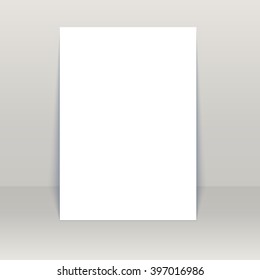 Blank poster on the white wall and the floor, vector Mock-Up. Business corporate brochure template, flyer layout. 