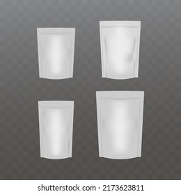 Empaquetado de bolsitas en blanco con ilustración vectorial de cremallera