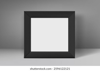 Blank premium black wood frame with white paper. 3d vector mockup