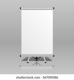 Blank presentation board isolated on grey background. Vector illustration.