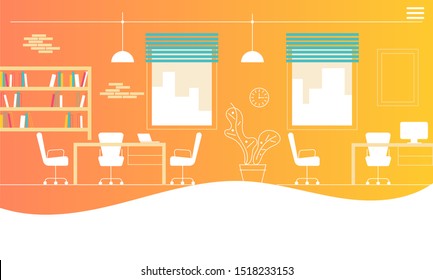 Blank for presentation. creative workplace modern open space empty nobody office interior contemporary co-working center horizontal.