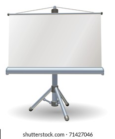 A blank presentation or projector roller screen