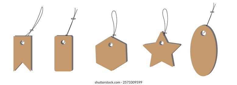 Blank Price or label tags template set. Blank cards with for gifts or sales with different shapes round, rectangle, square,oval,star. Empty stickers with unique frames vector illustration.