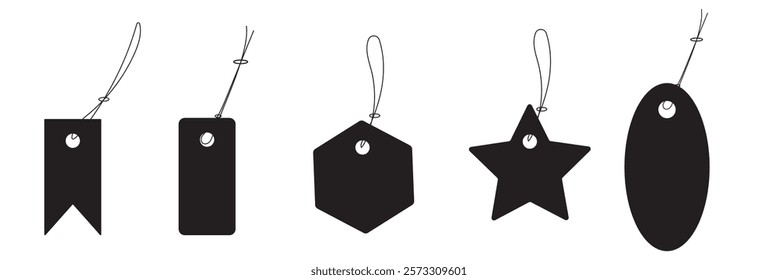 Blank Price or label tags template set. Blank cards with for gifts or sales with different shapes round, rectangle, square,oval,star. Empty stickers with unique frames vector illustration.