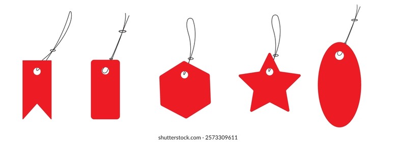 Blank Price or label tags template set. Blank cards with for gifts or sales with different shapes round, rectangle, square,oval,star. Empty stickers with unique frames vector illustration.