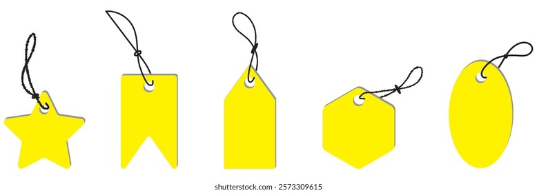 Blank Price or label tags template set. Blank cards with for gifts or sales with different shapes round, rectangle, square,oval,star. Empty stickers with unique frames vector illustration.