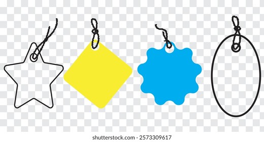 Blank Price or label tags template set. Blank cards with for gifts or sales with different shapes round, rectangle, square,oval,star. Empty stickers with unique frames vector illustration.