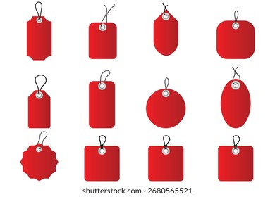Blank  price tag set. Vector empty price tags.  Special offer or shopping discount label. Set of sale tags and labels. Vector illustration.