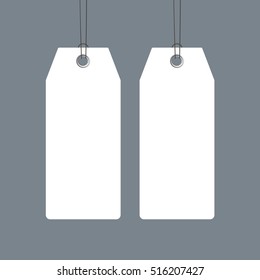 Blank price tags set design over grey background, realistic vector template