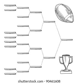 Blank professional football playoff bracket - vector file with doodle style