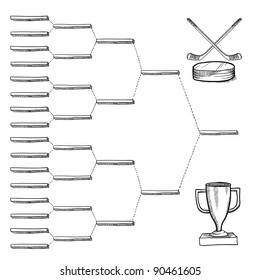 Blank professional hockey playoff bracket - vector file with doodle style