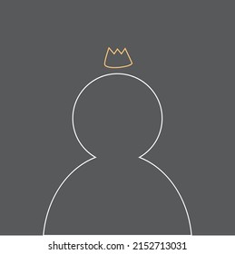 Blank Profile Picture Image Holder With A Tiny Cute Crown. Vector Illustration.